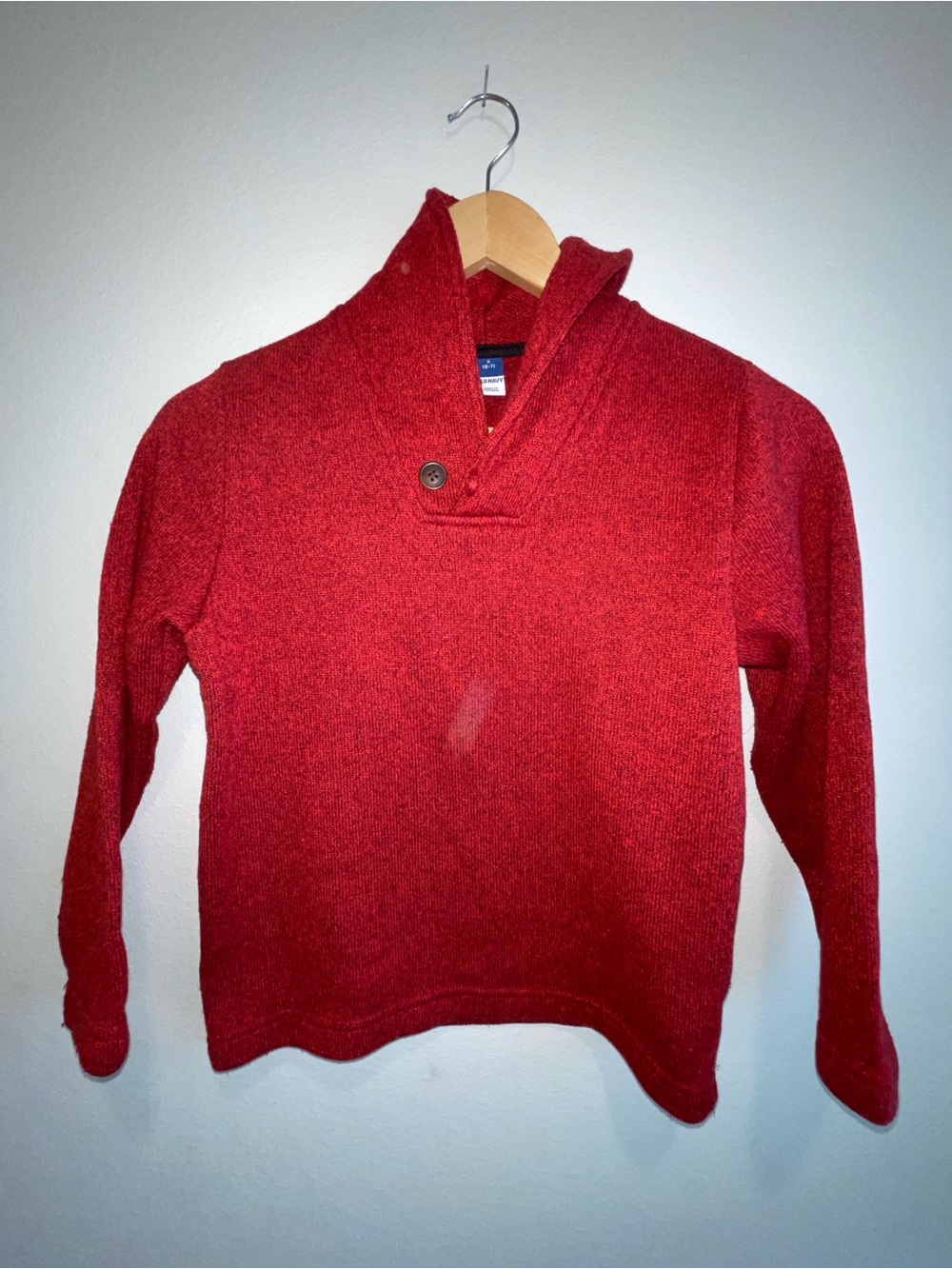 Old Navy Boys Red Shawl Collar Sweater Fleece Pullover Size S 6-7 Holiday Cozych
